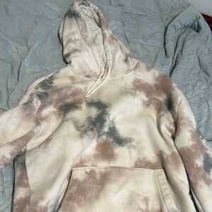 Hollister Tie-Dye Hoodie in Cream and Brown
